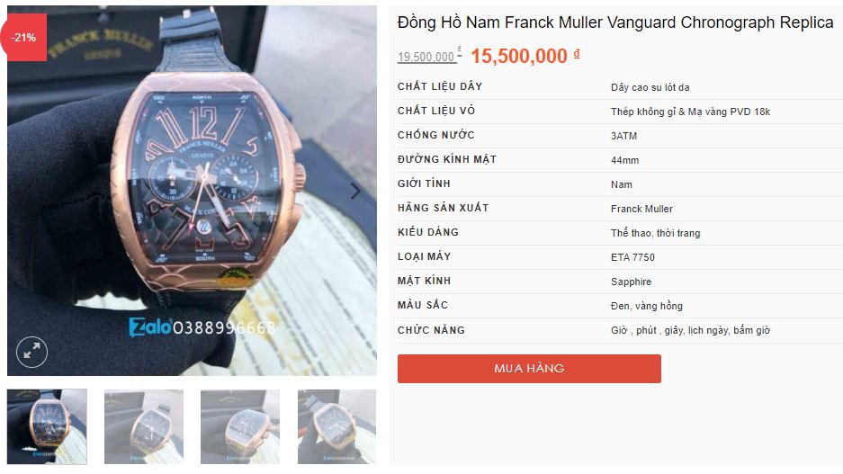 Khách hàng mua đồng hồ Franck Muller Super Fake tại Hà Nội